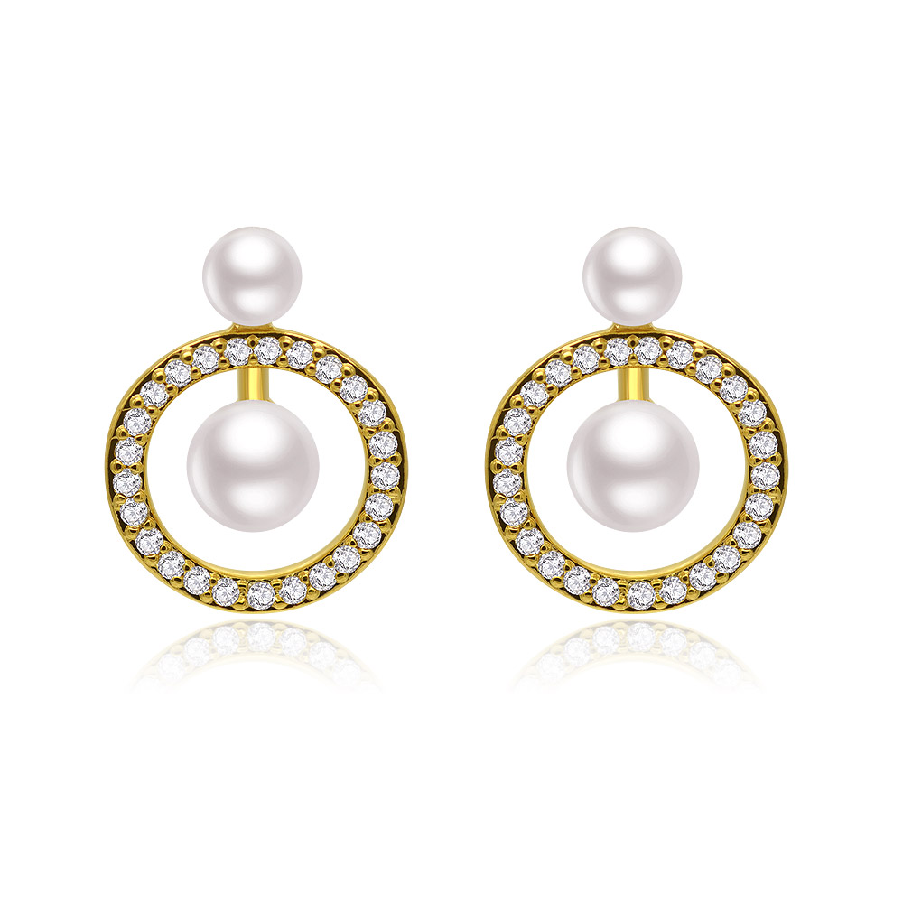 Bar Pearl Circle Studs